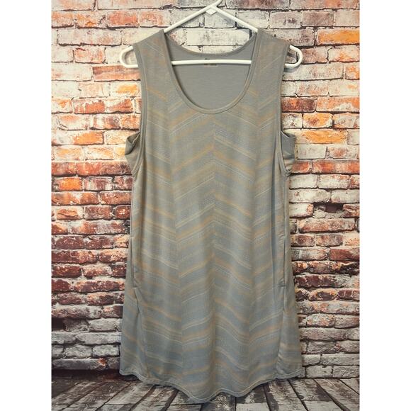 Marmot estel gray Steel Onyx Chevron Dots sleeveless dress women's size medium - Picture 1 of 7